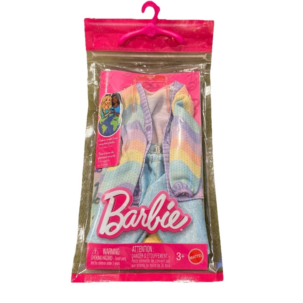 Barbie Ken Doll Clothes Rainbow Cardigan Outfit With Sunglasses Mattel New